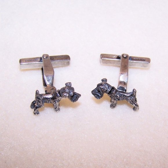Sterling Silver Cufflinks - Terrier Fronts | Mechanical Heads that Turn - Picture 2 of 9